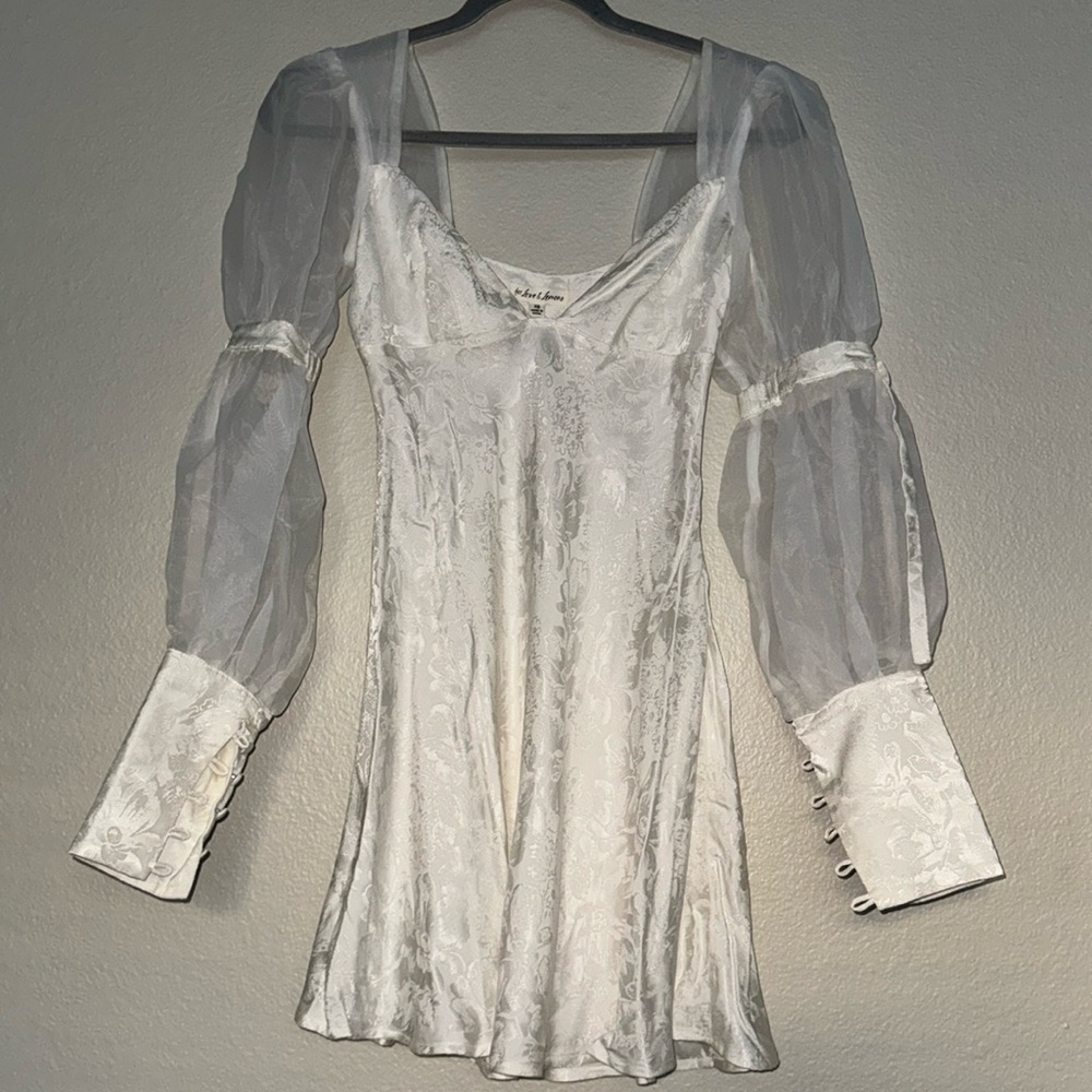 FL&L Gabrielle Puff Sleeve Mini Dress White